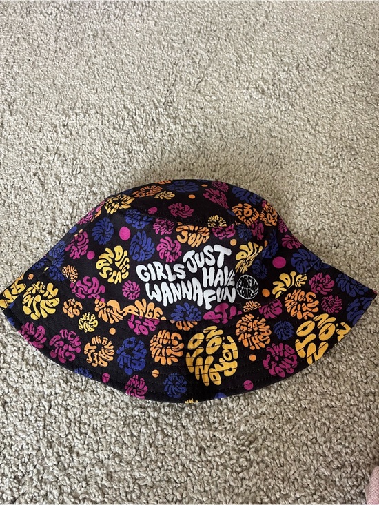 Accessories - Cyndi Lauper Girls Just Wanna Have Fun Black Floral Bucket Hat